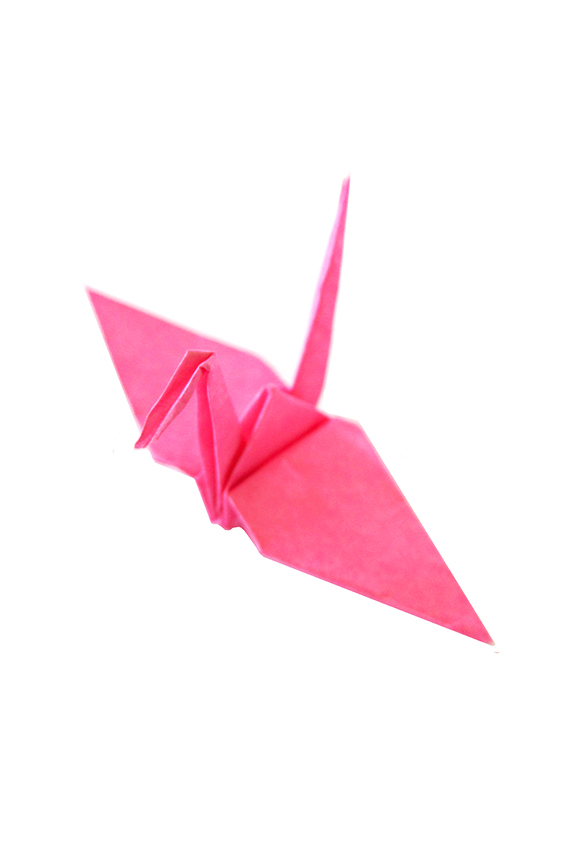 dark pink origami paper crane