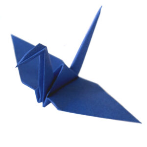 deep blue origami paper crane