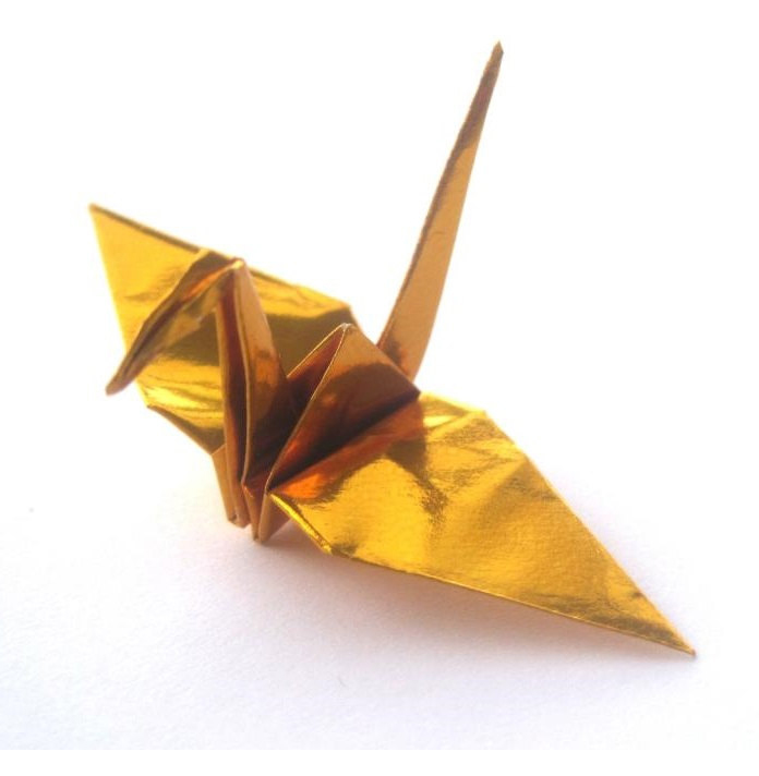 Teensy Gold Metallic Origami Crane-OrigamiCraneGold