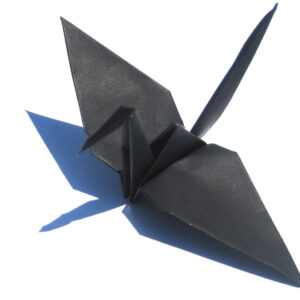 black origami crane