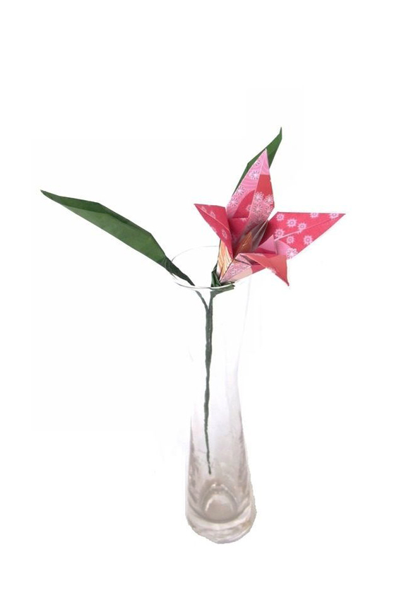 origami lily pink print paper