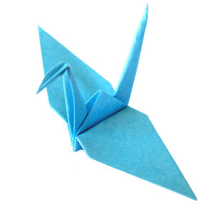 pale blue origami crane