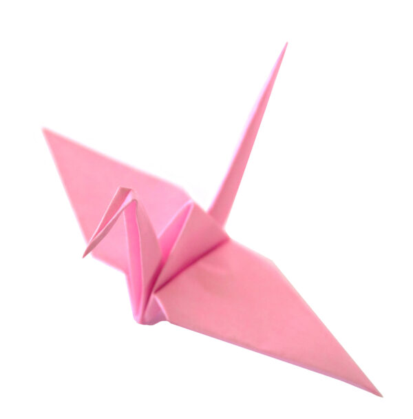 pale pink origami crane