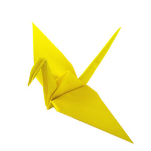 yellow origami paper crane