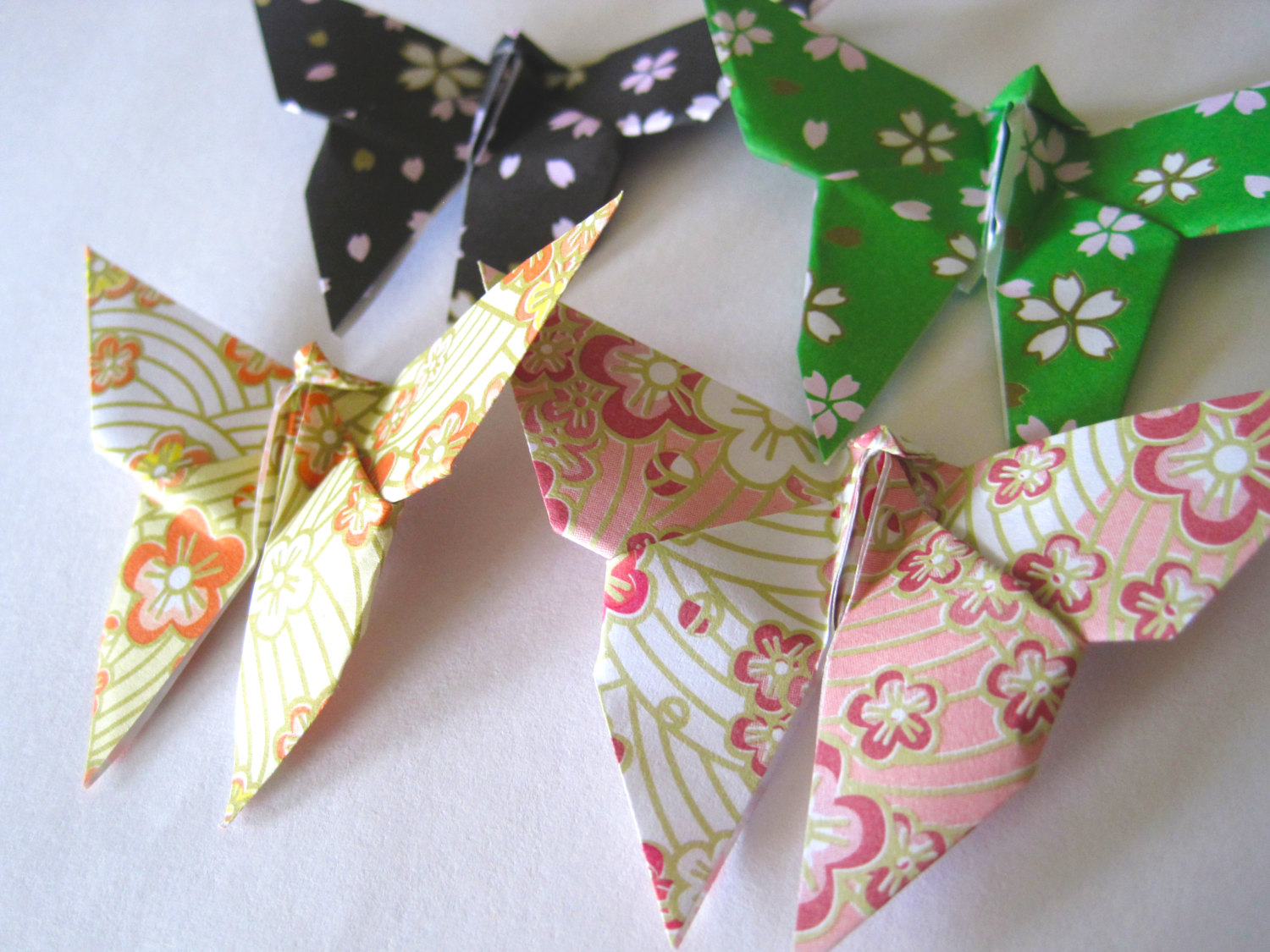 paper butterfly plum and sakura blossom pattern